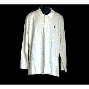 Mens U.S. Polo Assn. Long Sleeve Beige Polo Shirt